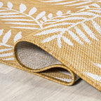 Jonathan Y Smb119C-4 Nevis Palm Frond Indoor Outdoor Area-Rug, Coastal Casual Country & Floral Easy-Cleaning,Bedroom,Kitchen,Backyard,Patio,Non Shedding, 4 X 6, Yellow/Cream