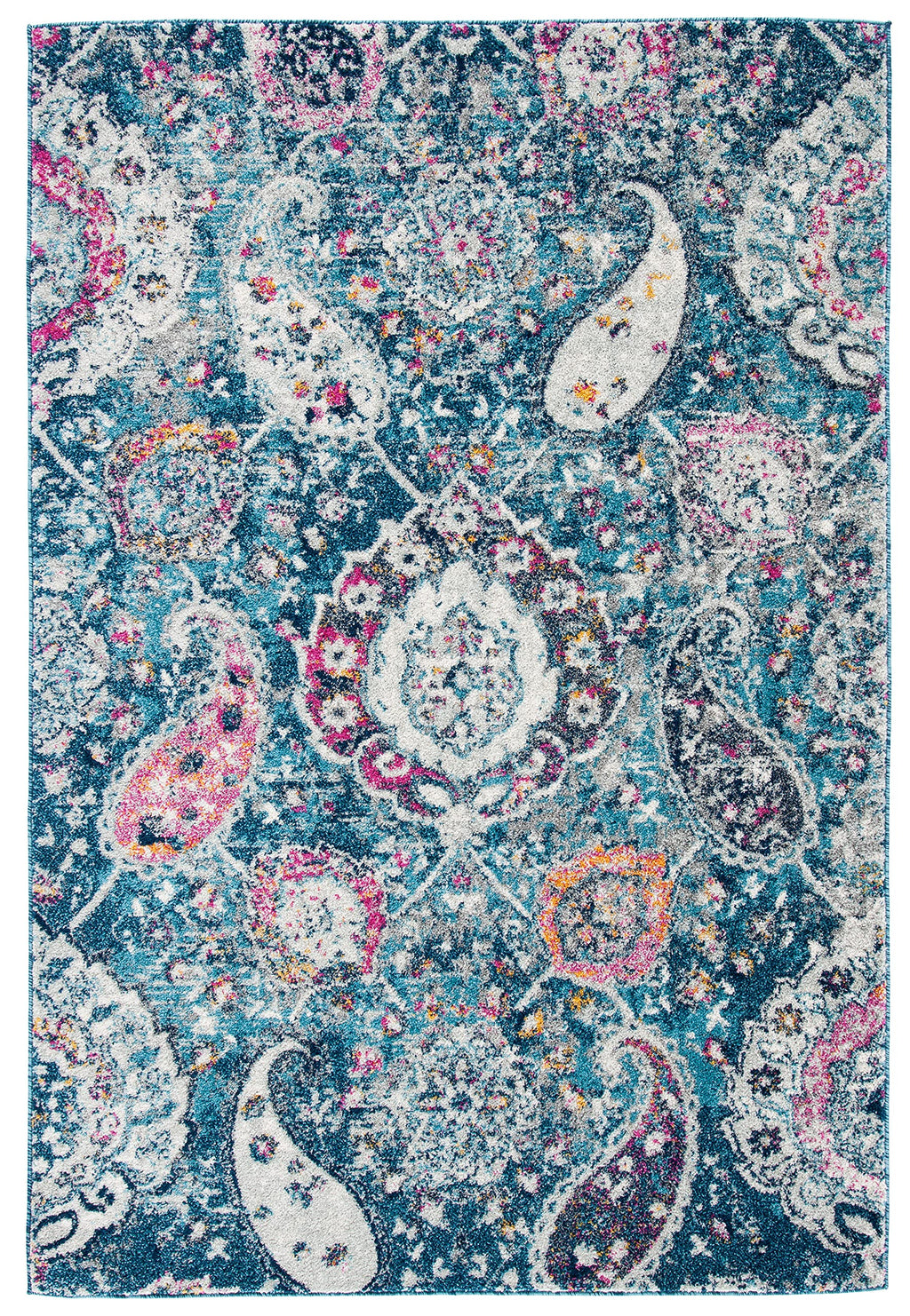 Safavieh Madison Collection 6'7'' X 9'2'' Bluegrey Mad600M Boho Chic Glam Paisley Non-Shedding Living Room Dining Bedroom Area R