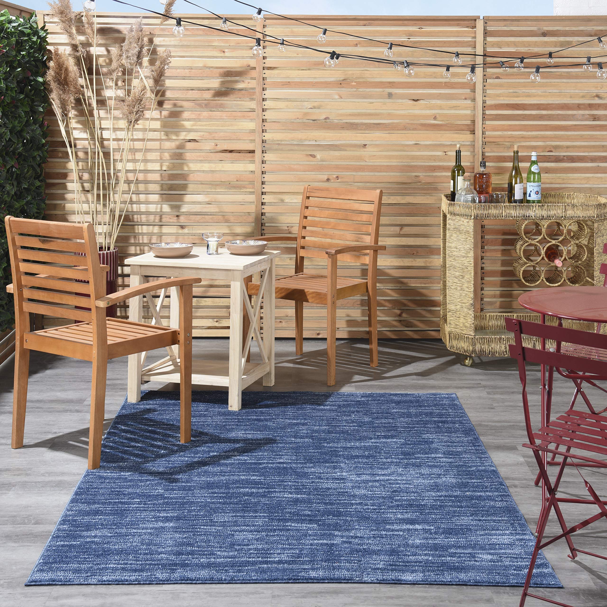 Nourison Essentials Indoor/Outdoor Navy Blue 4' X 6' Area Rug, Easy -Cleaning, Non Shedding, Bed Room, Living Room, Dining Room, Backyard, Deck, Patio (4X6)