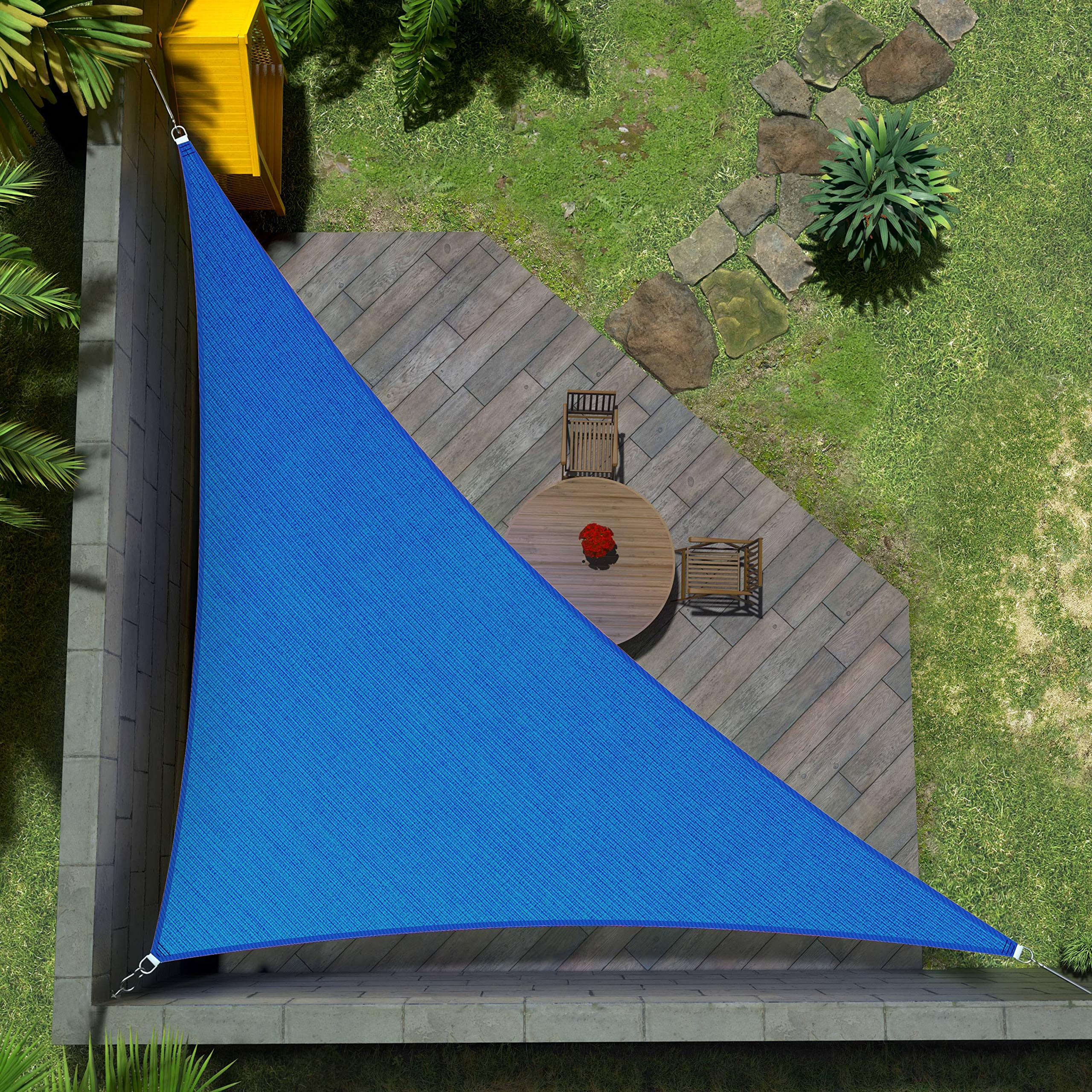 Amgo Custom Size 16' X 20' X 25.6' Blue Right Triangle Sun Shade Sail Upf50+ Agtapt8, Order To Make Canopy Awning, 95% Uv Blocka