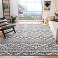 SAFAVIEH Tulum Collection Area Rug - 67 Square, Ivory & Black, Moroccan Boho Tribal Design, Non-Shedding & Easy Care, Ideal for