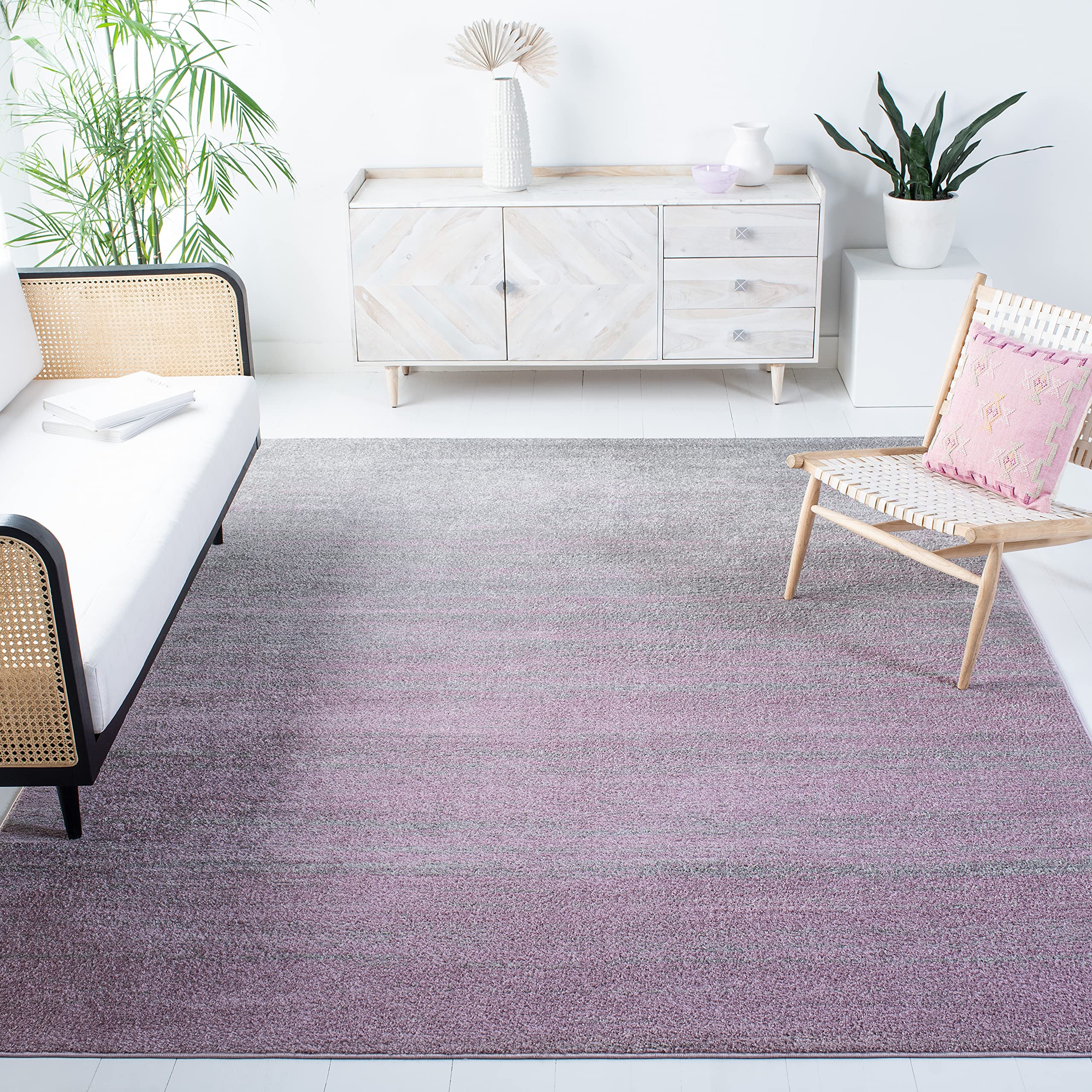 SAFAVIEH Adirondack Collection Area Rug - 8 x 10, Purple & Green, Modern Ombre Design, Non-Shedding & Easy Care, Ideal for Hig