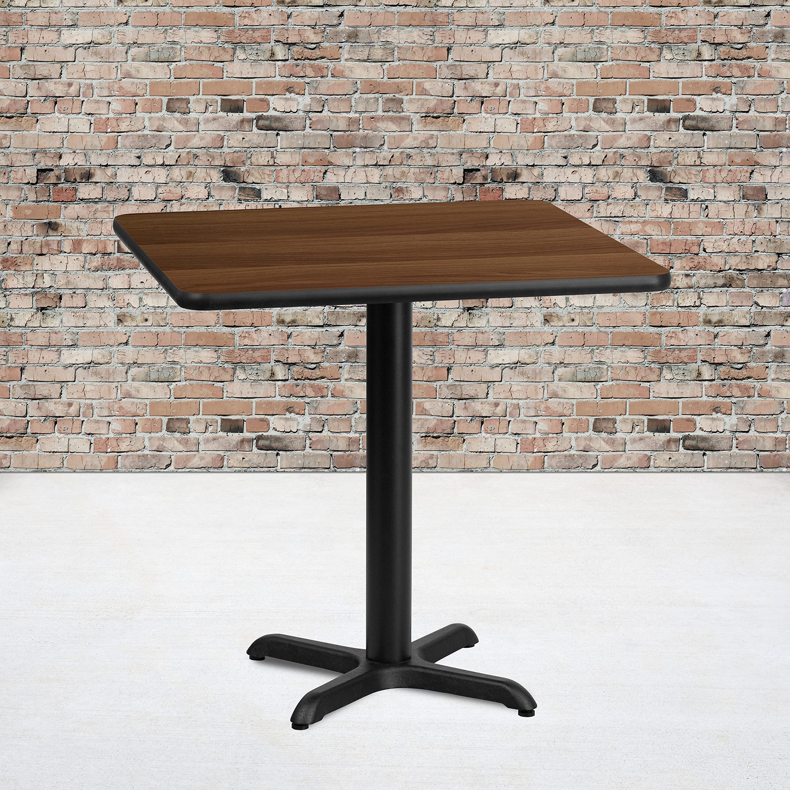 Flash Furniture Graniss 24'' Square Walnut Laminate Table Top With 22'' X 22'' Table Height Base