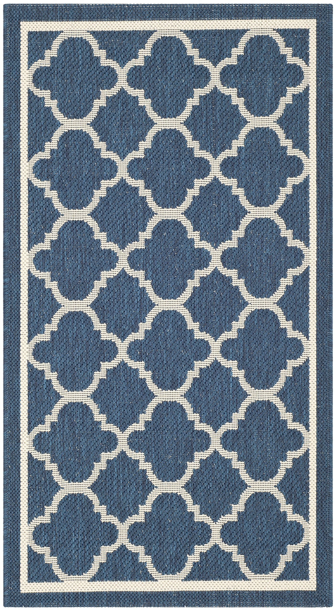 Safavieh Courtyard Collection Accent Rug - 2'3' X 5', Navy & Beige, Non-Shedding & Easy Care, Indoor/Outdoor & Washable-Ideal For Patio, Backyard, Mudroom (Cy6918-268)