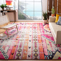 SAFAVIEH Monaco Collection 67 Square Magenta / Multi MNC222D Boho Chic Tribal Distressed Non-Shedding Living Room Bedroom Dinin