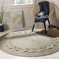 SAFAVIEH Natural Fiber Collection Area Rug - 5 Round, Grey, Handmade Boho Charm Farmhouse Jute, Ideal for High Traffic Areas in
