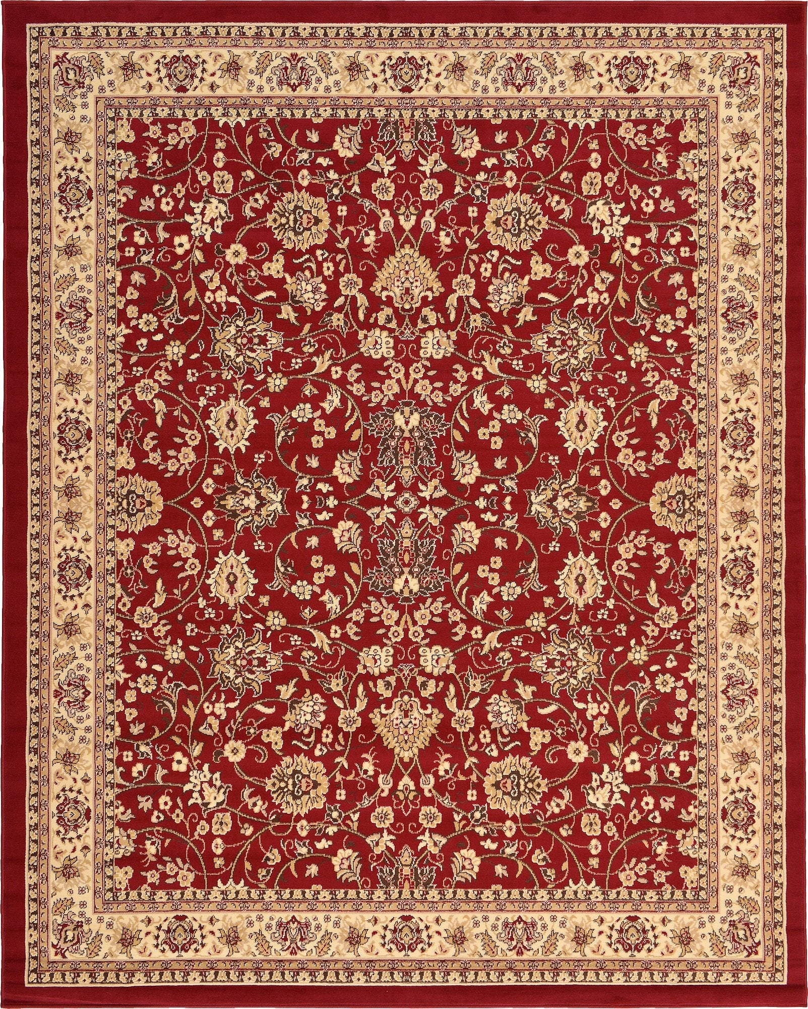 Unique Loom Sialk Hill Collection Area Rug - Washington (7 10 x 10 Rectangle Burgundy/Cream)