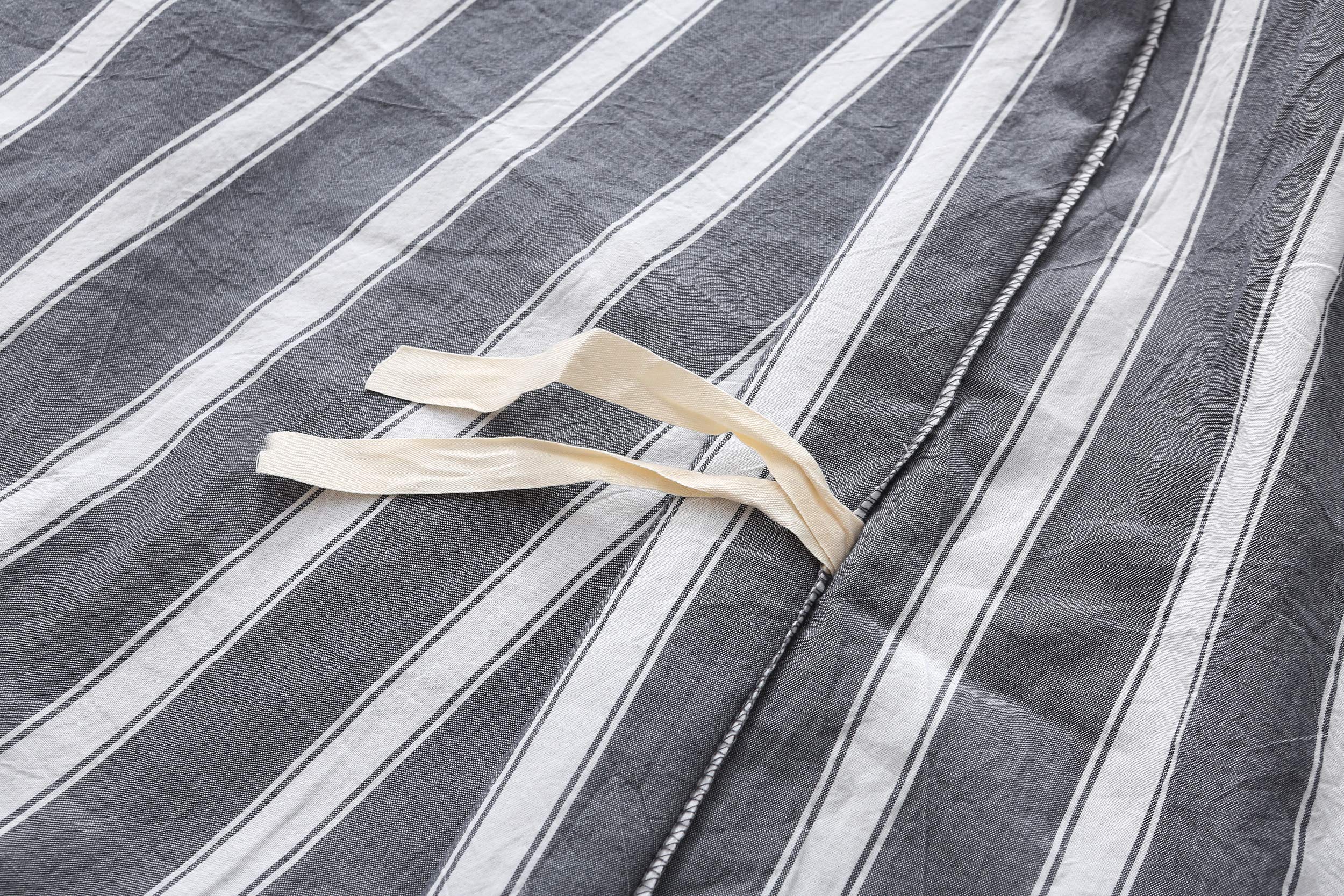 F.Y.Dreams 100% Washed Cotton Duvet Cover For Weighted Blanket 60X80 Inches With 8 Ties, Zipper On Long Side/Stripe Grey/Just Du