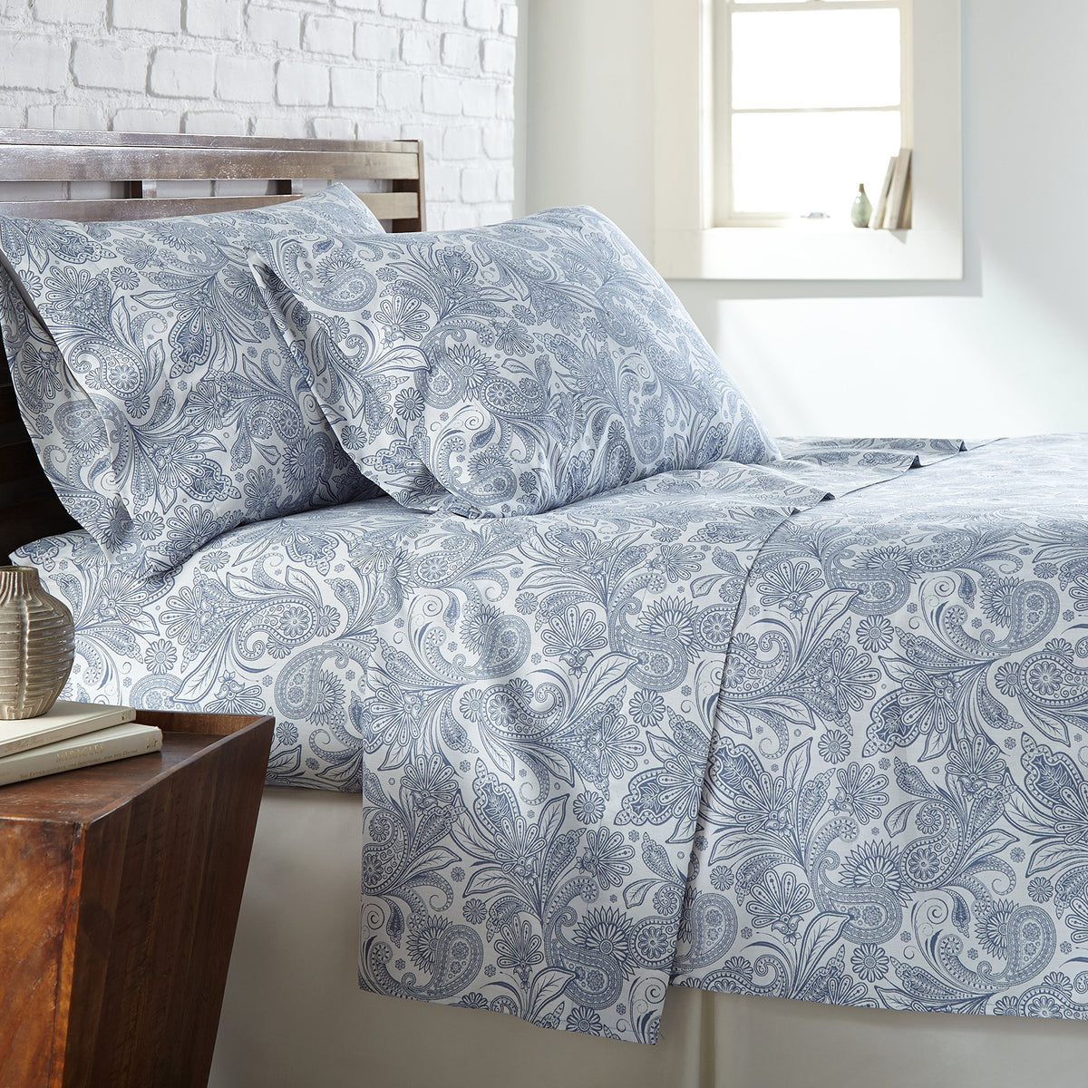 Southshore Fine Living Perfect Paisley Collection,4-Piece, 14-In Deep Pocket, Easy Care,Shrinkage Free Sheet Set With 1Flat Shee