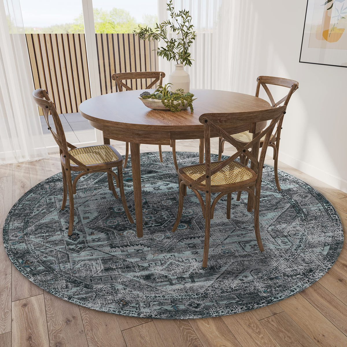Dalyn Rugs Jericho Jc5 Steel 8' X 8' Rectangle Soft Round Rug, Easy Clean, Non Shedding, Bedroom, Entry, Living Room, Dining Room, Kitchen Rug