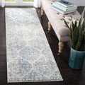 SAFAVIEH Madison Collection Runner Rug - 23 x 14, Cream & Turquoise, Glam Ogee Trellis Distressed Design, Non-Shedding & Easy 