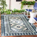 Safavieh Veranda Collection 5'3' X 7'7' Ivory/Blue Ver099 Boho Indoor/ Outdoor Non-Shedding Easy Cleaning Patio Backyard Porch