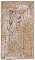 SAFAVIEH Cape Cod Collection Accent Rug - 2 x 3, Beige & Multi, Handmade Boho Braided Jute & Cotton, Ideal for High Traffic Ar