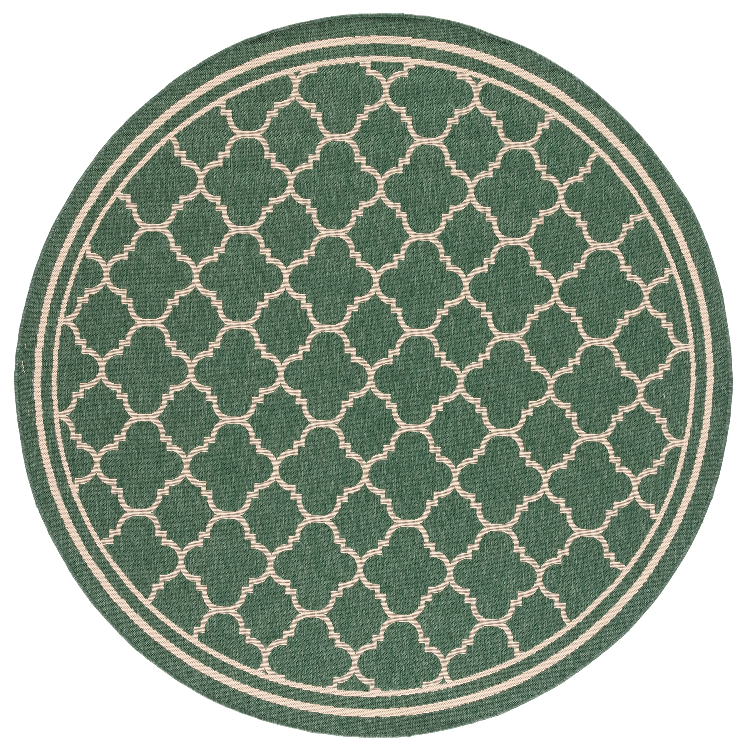 Safavieh Courtyard Collection 6'7'' Round Dark Green/Beige Cy6918 Moroccan Trellis Geometric Indoor/ Outdoor -Waterproof Easy -Cleaning Patio Backyard Mudroom Area -Rug