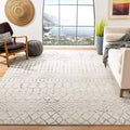 SAFAVIEH Tulum Collection X-Large Area Rug - 12 x 18, Ivory & Grey, Moroccan Boho Distressed Design, Non-Shedding & Easy Care,