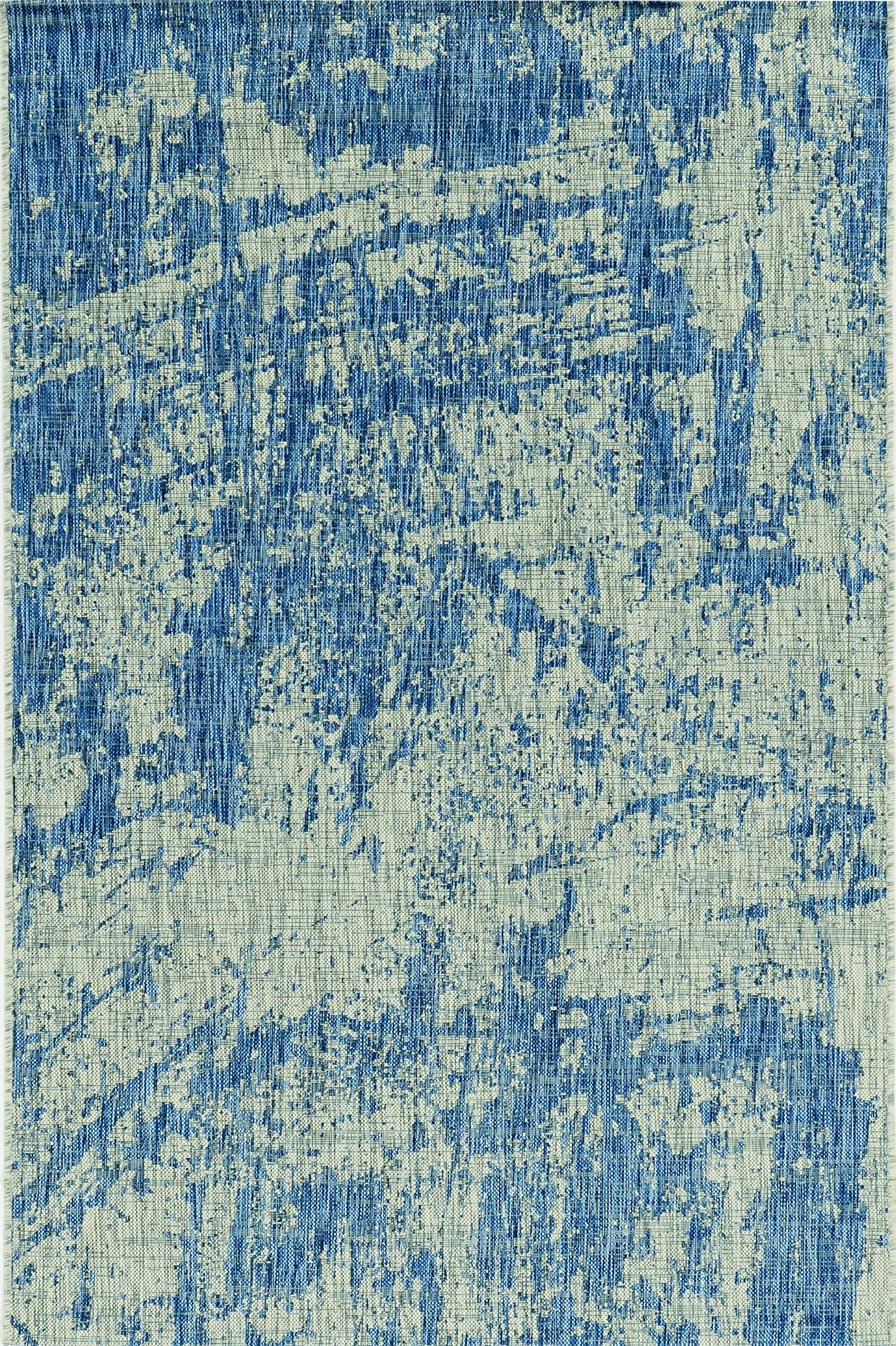 HomeRoots Decor 2'7' x 3'11' UV-Treated Polypropelene Grey/Denim Area Rug