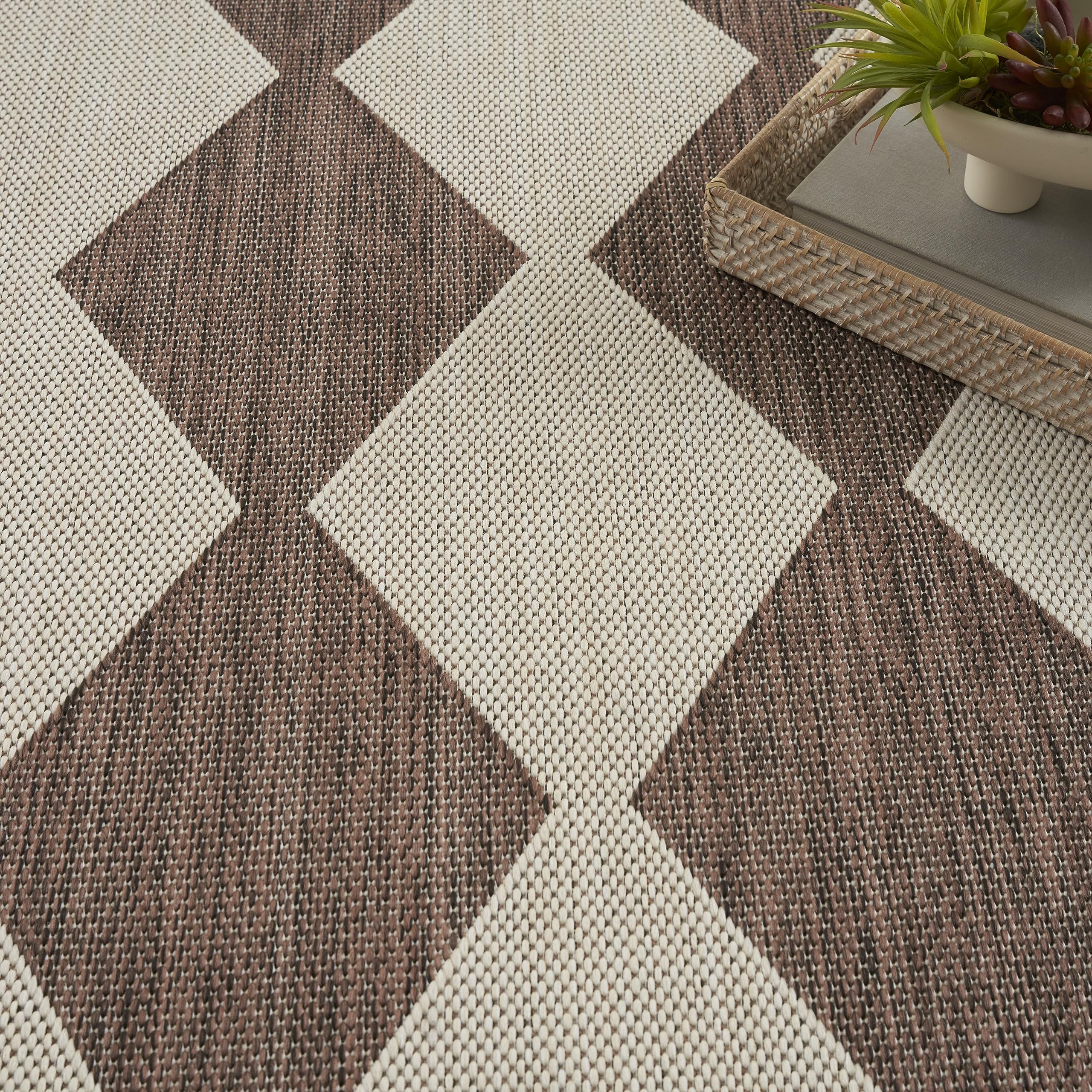 Nourison Positano Indoor/Outdoor Natural 4' X 6' Area Rug, Easy Cleaning, Non Shedding, Bed Room, Living Room, Dining Room, Backyard, Deck, Patio (4X6)