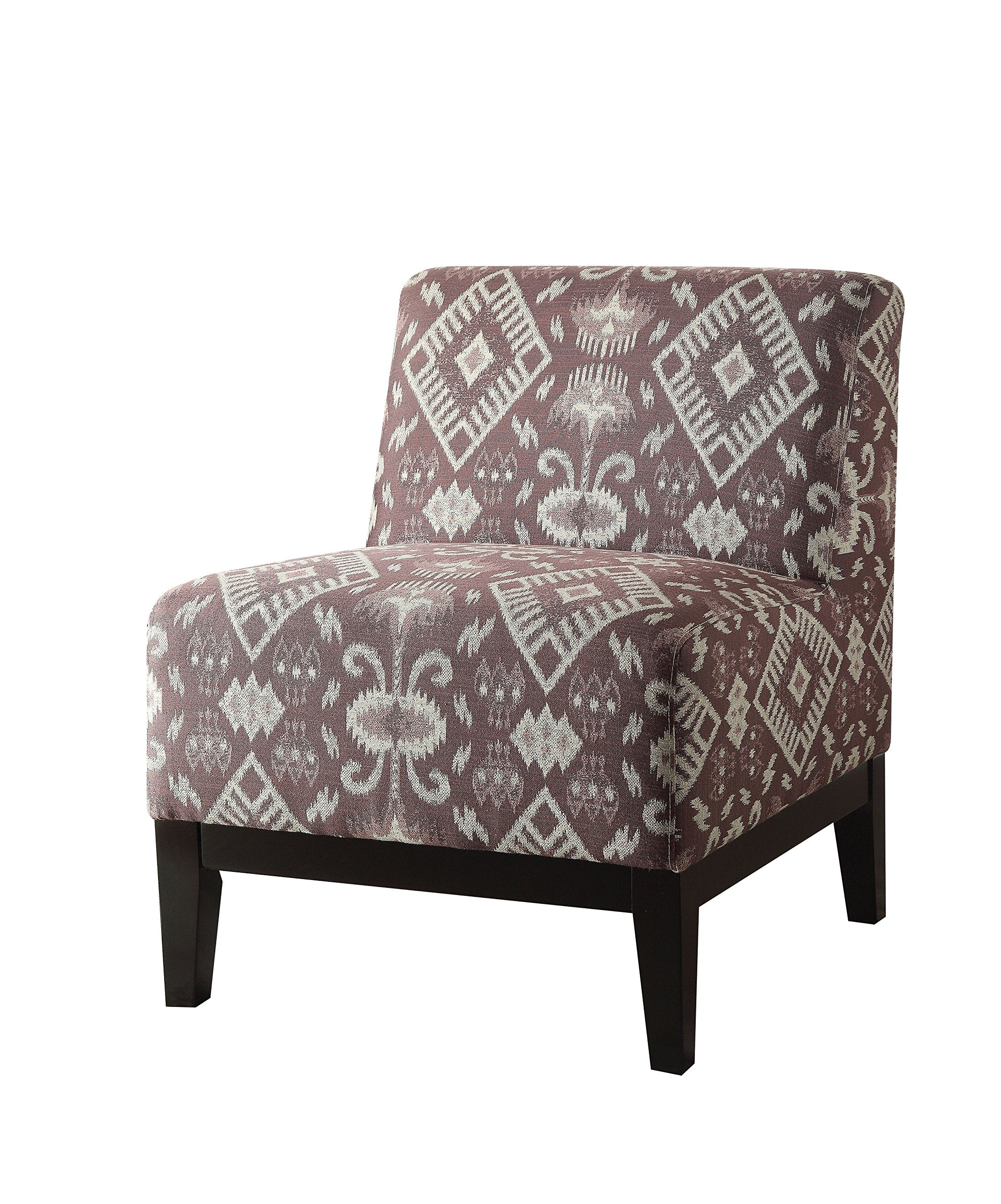 Acme Hinte Chenille Accent Chair in MultiColor and Dark Brown