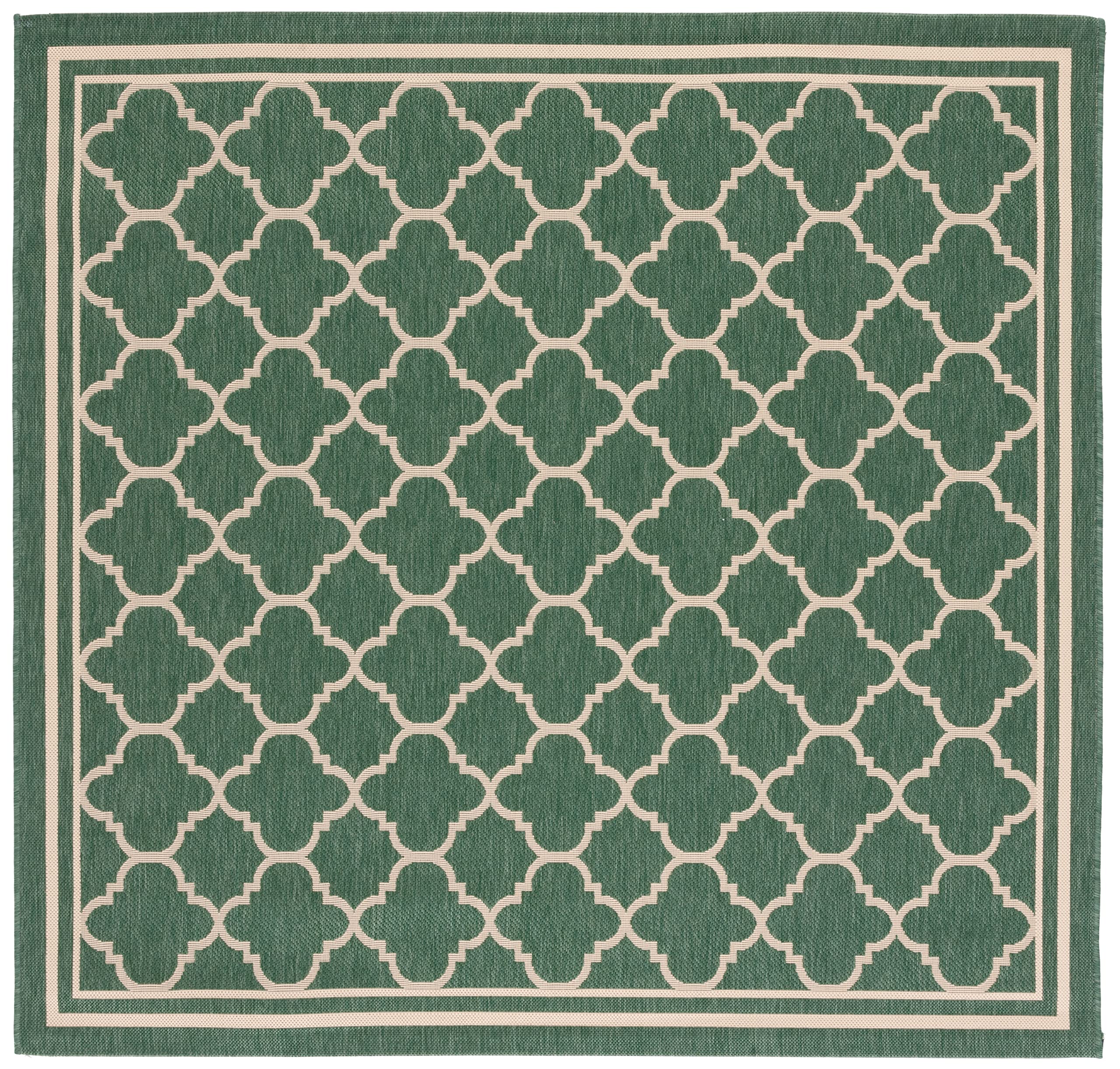 Safavieh Courtyard Collection Area Rug - 6'7' Square, Dark Green & Beige, Trellis Design, Non-Shedding & Easy Care, Indoor/Outdoor & Washable-Ideal For Patio, Backyard, Mudroom (Cy6918-322)