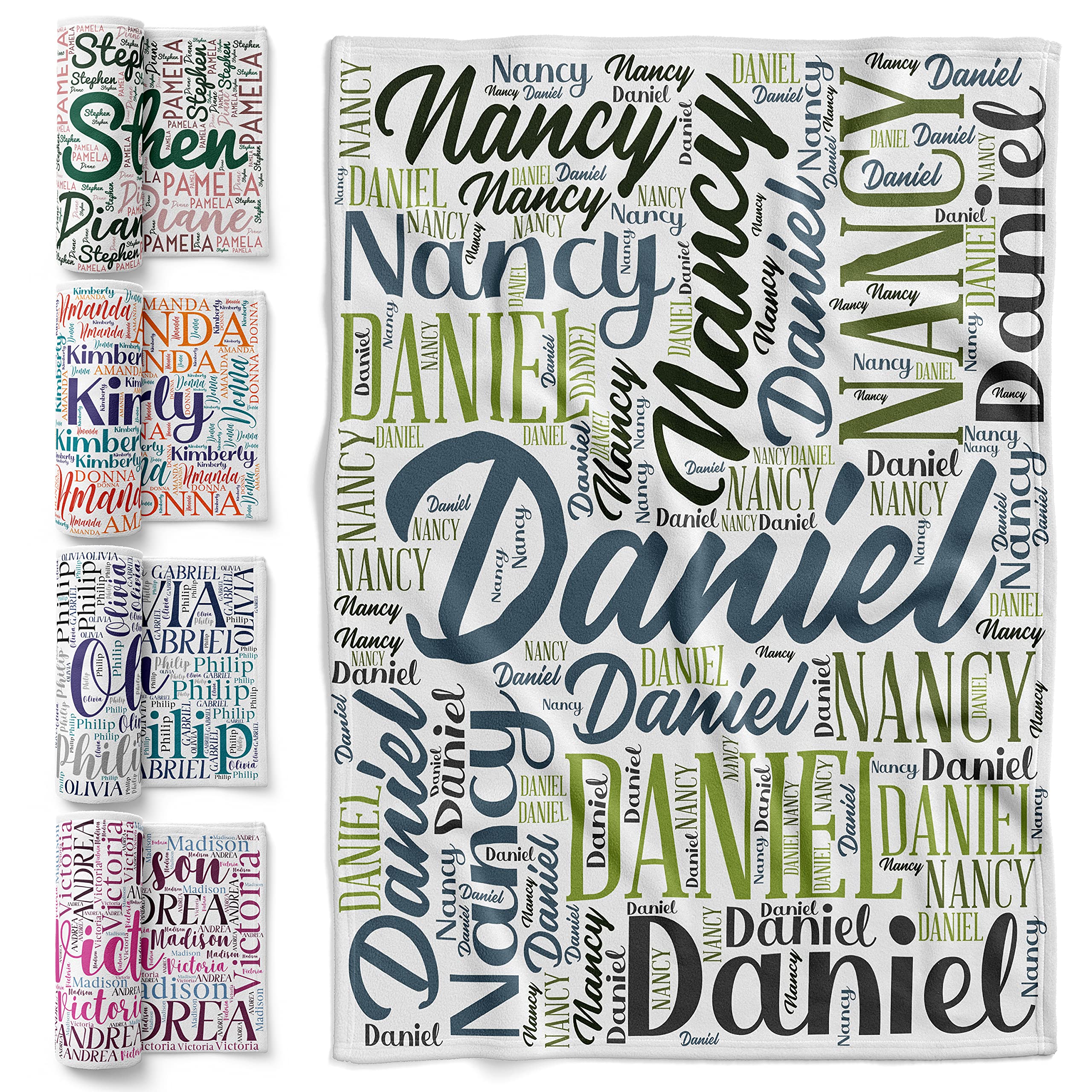 Custom Blanket, Personalized Throw Blankets, 40 X 60 Inches, Gift For Best Friend W/Word Art Names, 8 Colors Styles & Fonts