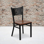 Flash Furniture Hercules Series Black Coffee Back Metal Restaurant Chair - Cherry Wood Seat