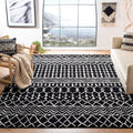 SAFAVIEH Tulum Collection Area Rug - 67 Square, Black & Ivory, Moroccan Boho Distressed Design, Non-Shedding & Easy Care, Ideal