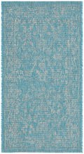 Safavieh Courtyard Collection Accent Rug - 2'3' X 5', Aqua & Grey, Non-Shedding & Easy Care, Indoor/Outdoor & Washable-Ideal For Patio, Backyard, Mudroom (Cy8680-37121)