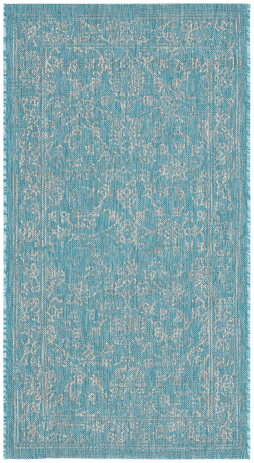 Safavieh Courtyard Collection 2'7' X 5' Aqua/Grey Cy8680 Indoor/ Outdoor Patio Backyard Mudroom Area Rug