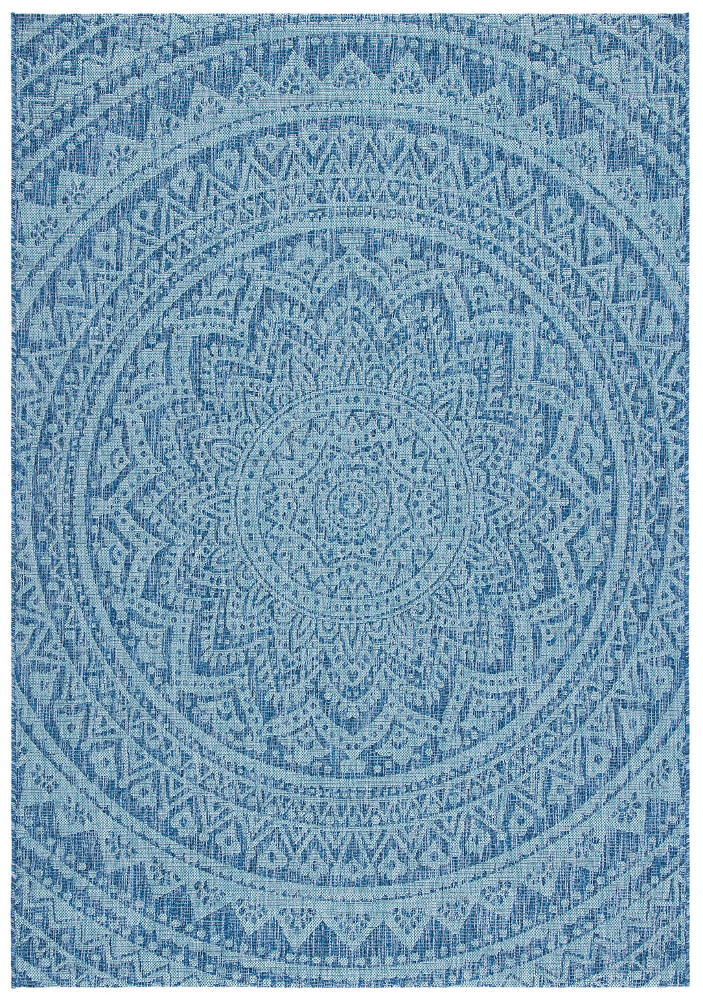 Safavieh Courtyard Collection 5'3' X 7'7' Navy / Aqua Cy8734 Indoor/ Outside Waterproof Easy Cleansingpatio Backyard Mudroom Area Mat