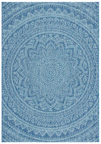 Safavieh Courtyard Collection 4' X 5'7' Navy / Aqua Cy8734 Indoor/ Outdoor Patio Backyard Mudroom Accent Rug