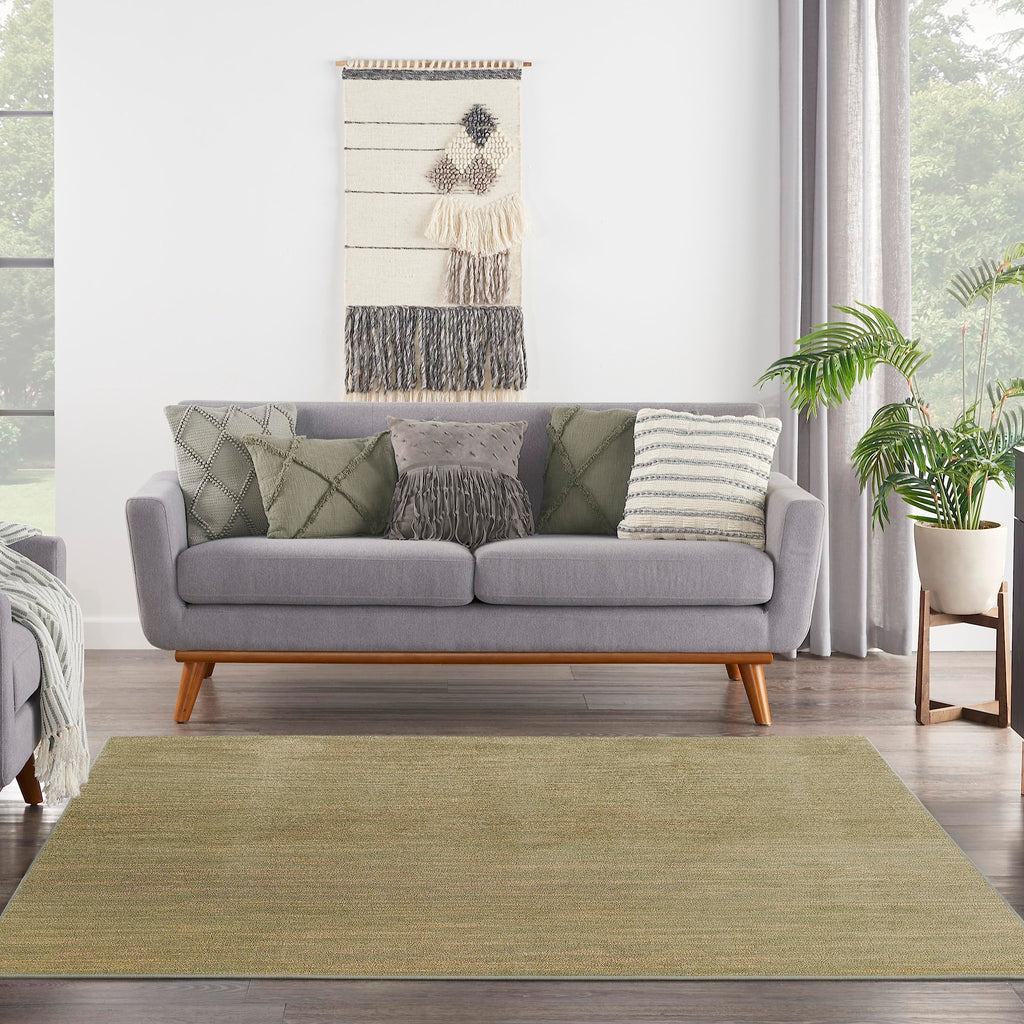 Nourison Essentials Indoor/Outdoor Green Gold 9' X Square Area Rug, Easy Cleaning, Non Shedding, Bed Room, Living Room, Dining Room, Backyard, Deck, Patio (9 Square)