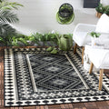 Safavieh Veranda Collection Area Rug - 6'7' X 9'6', Black & Creme, Boho Design, Non-Shedding & Easy Care, Indoor/Outdoor & Washable-Ideal For Patio, Backyard, Mudroom (Ver099-0421)