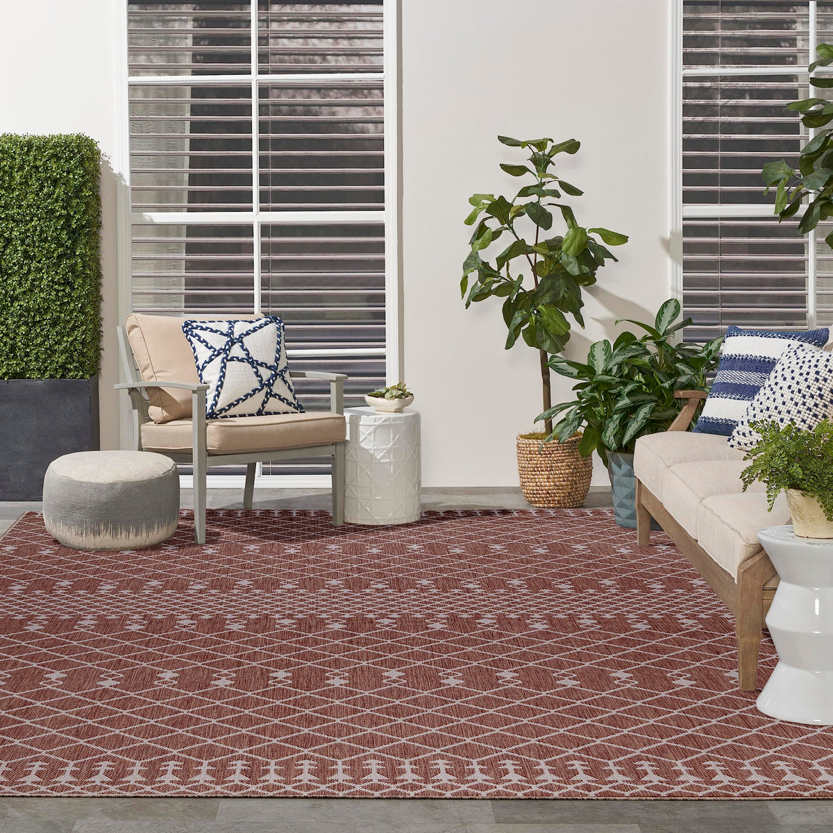 Nourison Positano Indoor/Outdoor Natural 9' X 12' Area Rug, Easy Cleaning, Non Shedding, Bed Room, Living Room, Dining Room, Backyard, Deck, Patio (9X12)