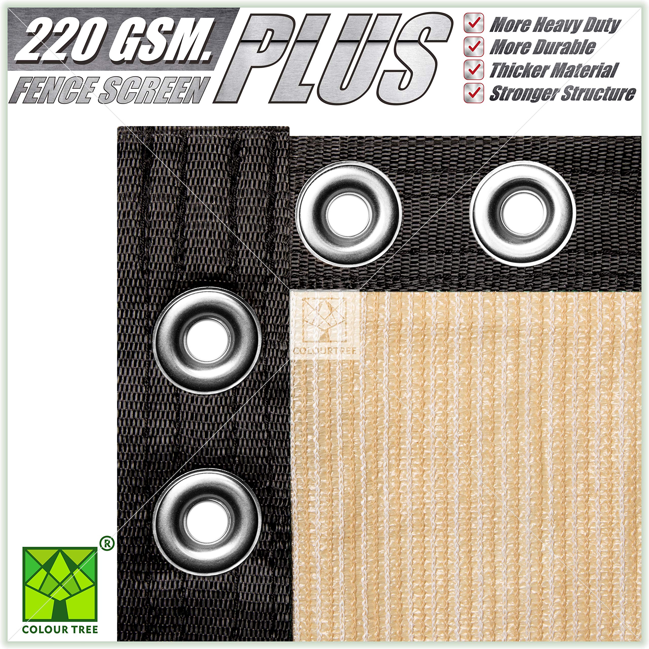 Colourtree Plus Extra Heavy Duty Fence Screen Privacy Screen - Commercial Grade 220 Gsm - Heavy Duty - 3 Years Warranty (8' X 50