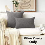 Home Brilliant Pillow Covers 12X20 Set Of 4 Lined Linen Rectangle Oblong Throw Pillows For Couch Car Chair, 12 X 20 Inch, 30X50