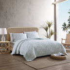 Tommy Bahama - Twin Quilt Set, Reversible Cotton Bedding With Matching Sham, Tropical All Season Home Decor (Palmday Grey, Twin)