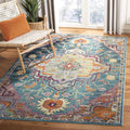 Safavieh Crystal Collection 8 Square Teal/Rose CRS501T Boho Chic Oriental Medallion Distressed Non-Shedding Living Room Dining 