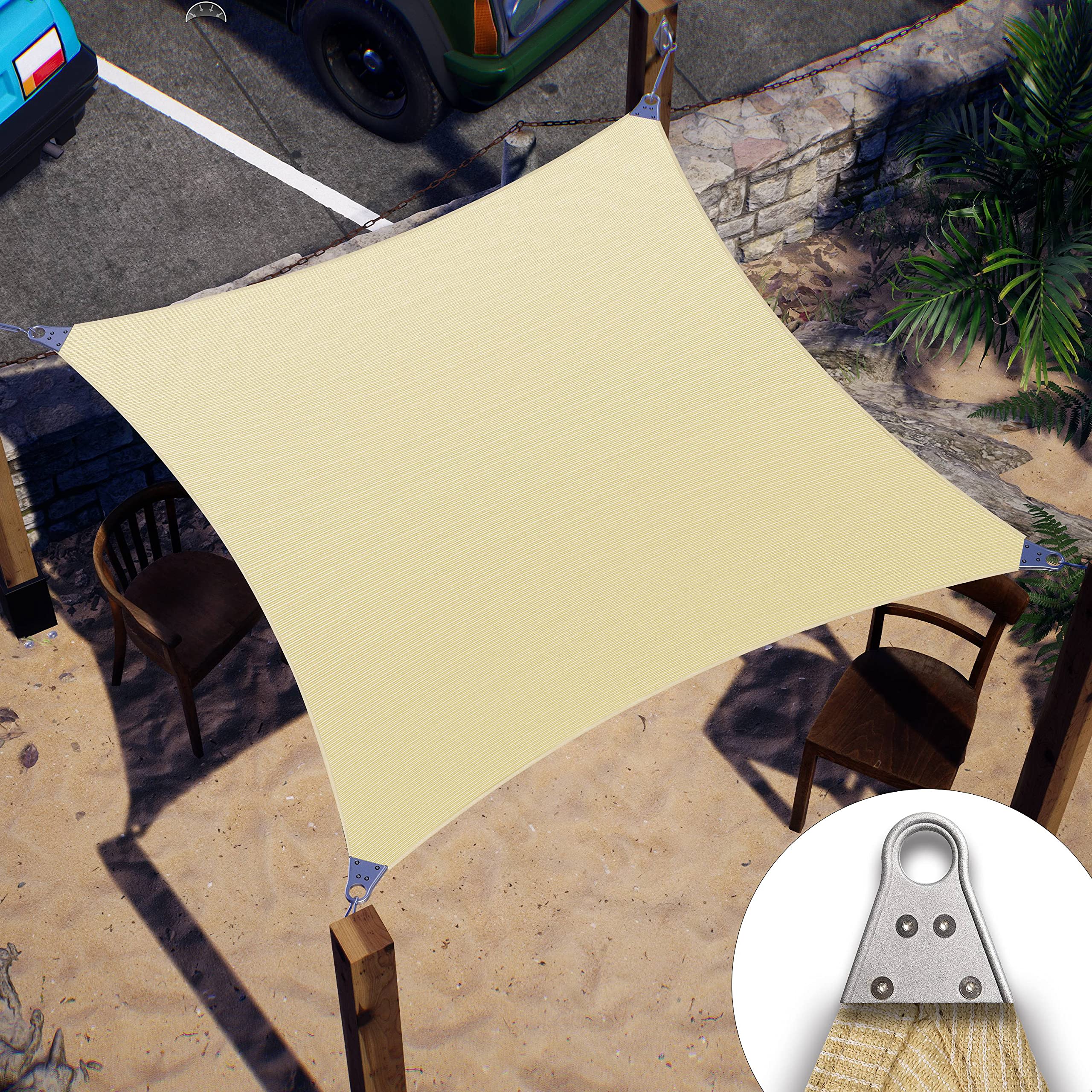 Colourtree 17' X 40' Beige Super Ring Customized Size Order To Make Sun Shade Sail Ctawrn Canopy Awning Shades For Patio-260 Gsm
