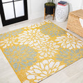 Jonathan Y Smb110G-5Sq Zinnia Modern Floral Textured Weave Indoor Outdoor Area-Rug, Bohemian Coastal Mediterranean Easy-Cleaning