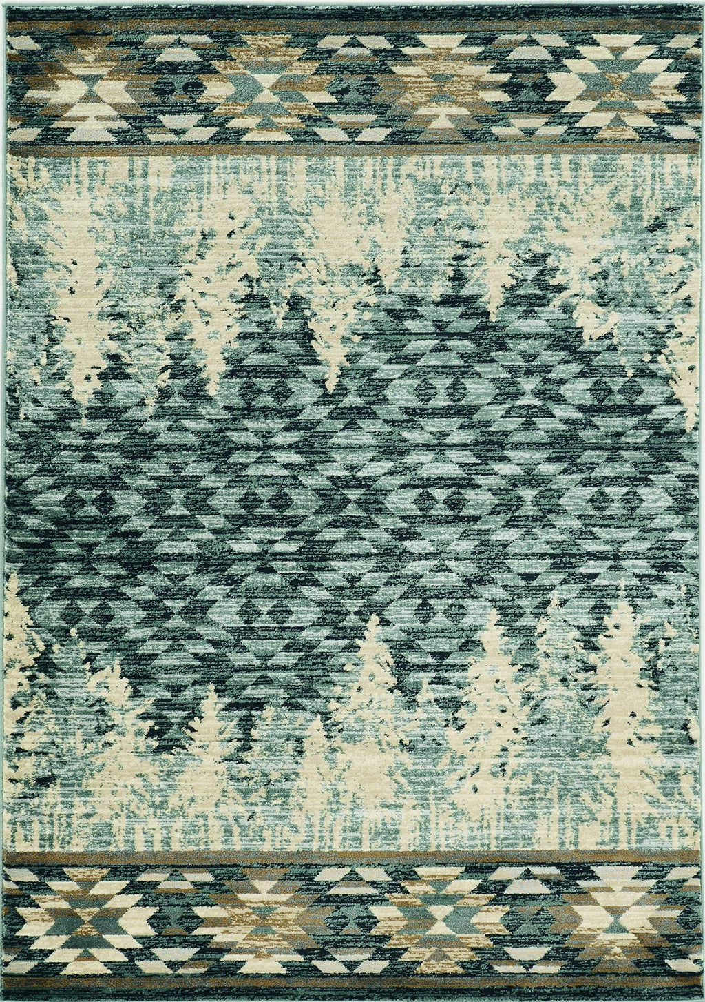 HomeRoots 3'X5' Slate Blue Machine Woven Pinegrove Lodge Indoor Area Rug