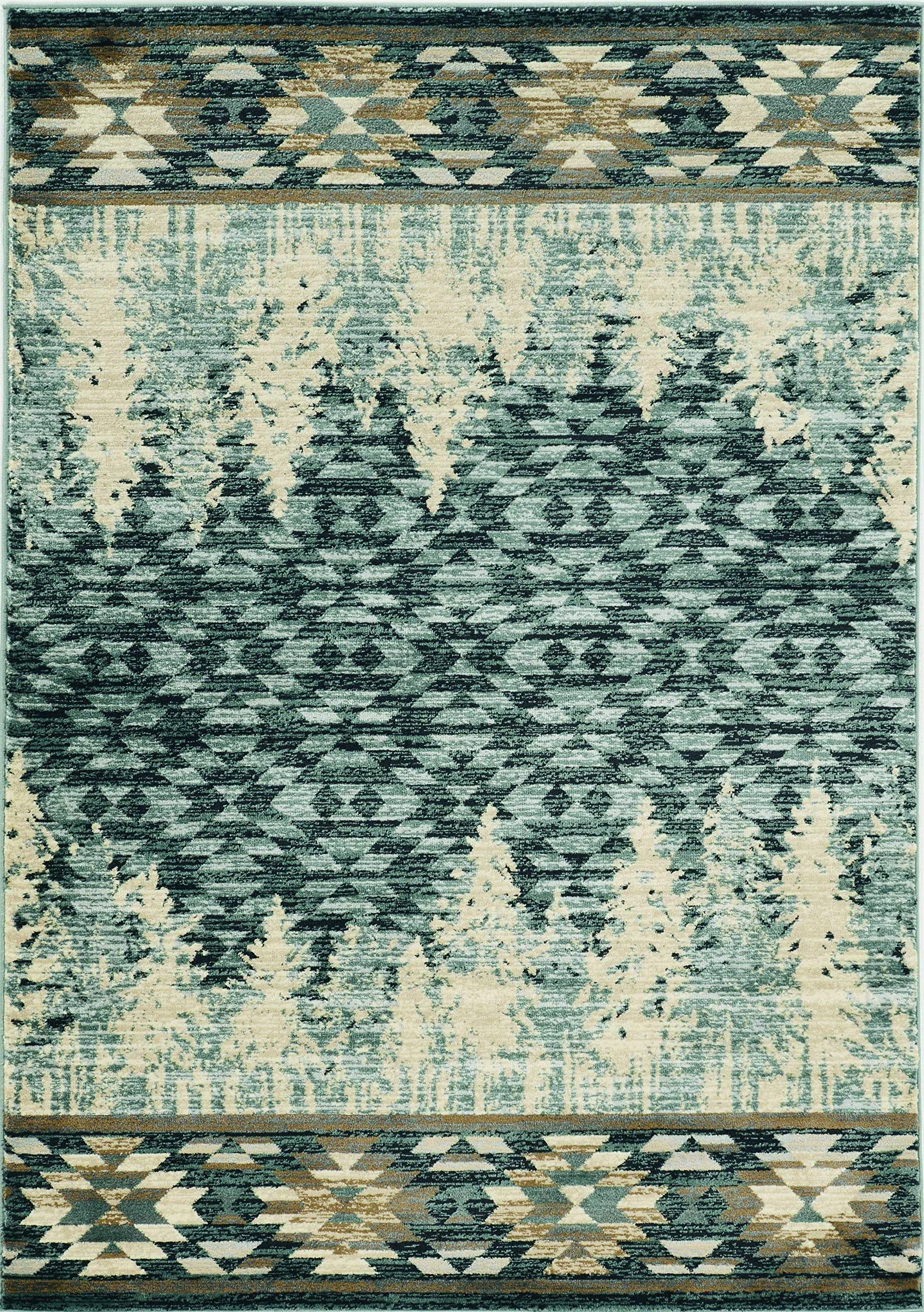 HomeRoots 3'X5' Slate Blue Machine Woven Pinegrove Lodge Indoor Area Rug