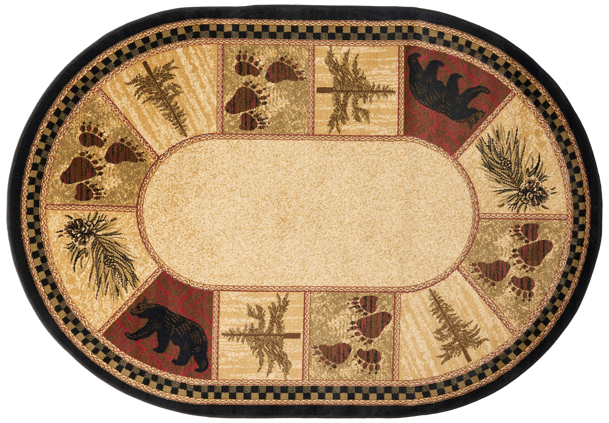 Rug Empire Rustic Lodge Cades Cove Area Rug, 5 3  x 7 3  Oval