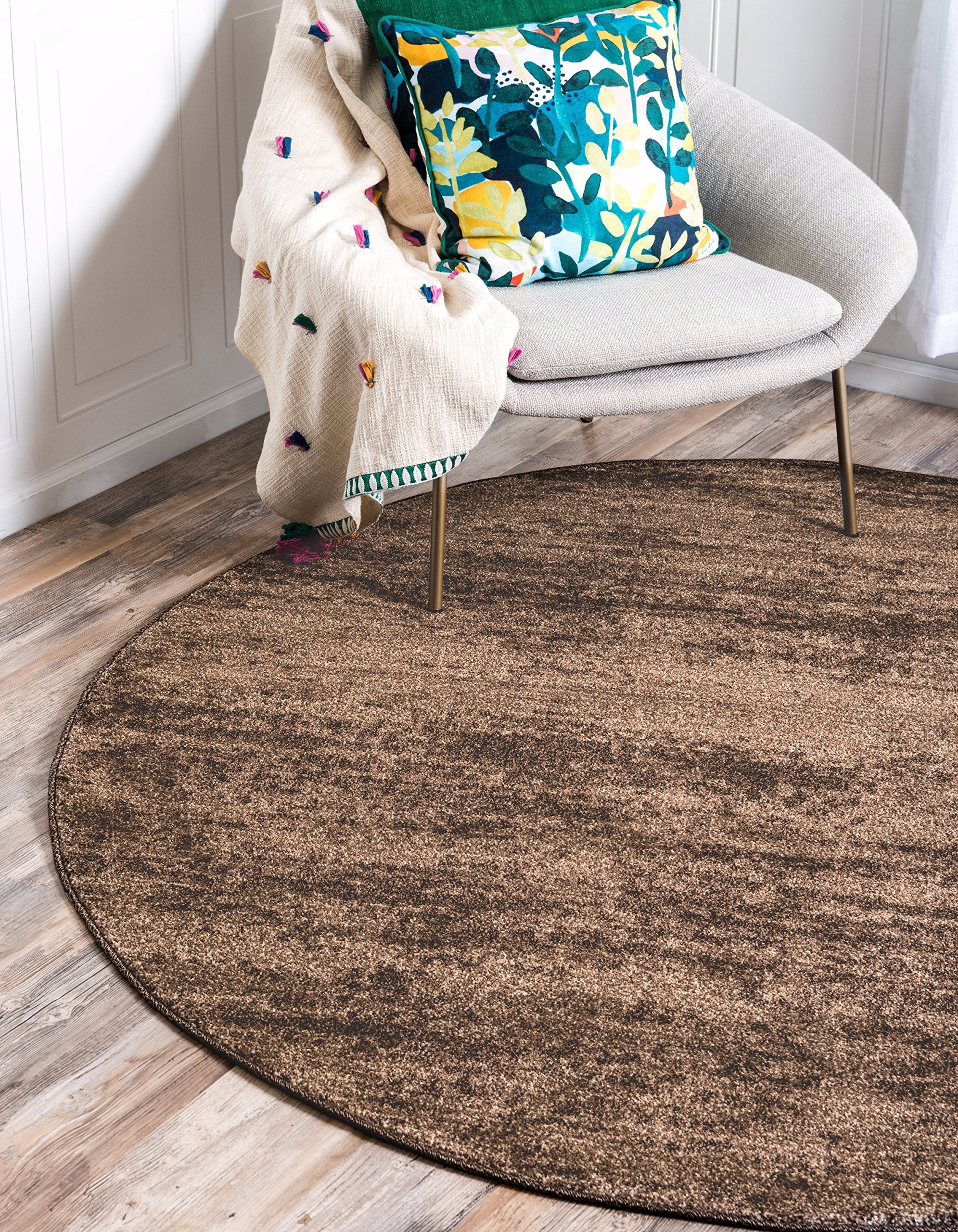Unique Loom Del Mar Collection Area Rug - Lucille (7' 10'' Round, Brown/ Ivory)