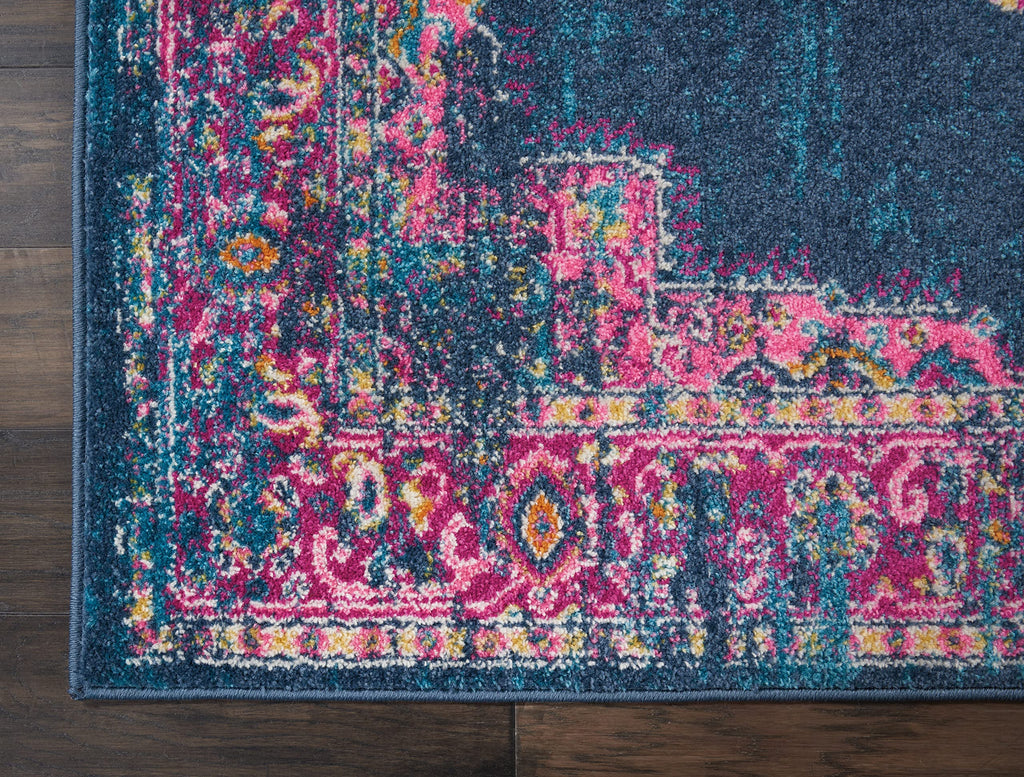 Nourison Passion Blue 1'10' X 6' Area Rug, Boho, Traditional, Easy Cleaning, Non Shedding, Bed Room, Living Room, Hallway, (6' Runner)