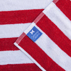 Arkwright California Chaise Lounge Cover - Pack Of 2 - Striped Soft Cotton Cabana Towel With Pocket Holder For Beach Pool Outdoor Chair, 30 X 85 In., Red