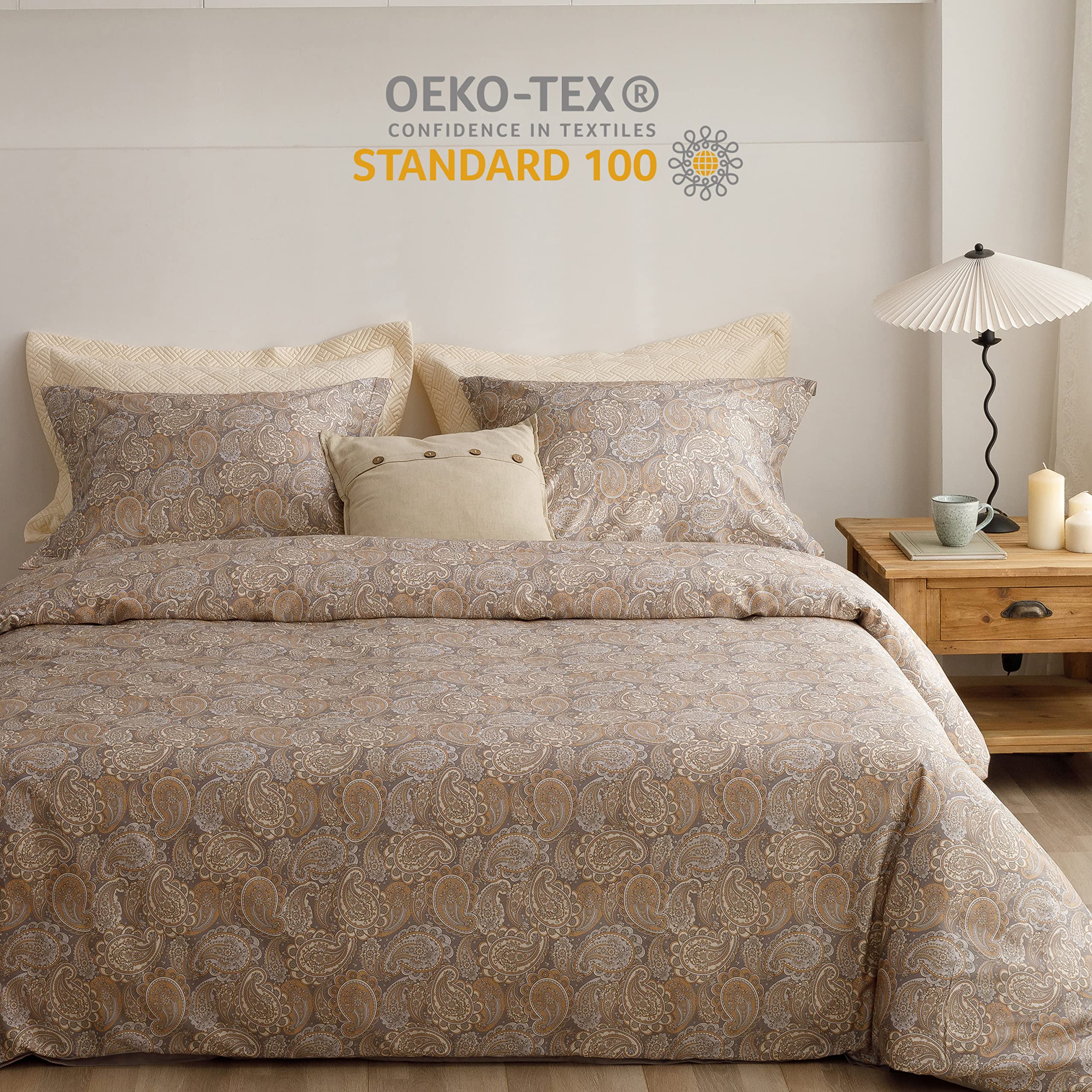 Heimenaogo Egyptian Cotton Duvet Cover Set - Luxurious California King Size With Silky Soft Sateen Weave, Boho Style, Zipper Clo