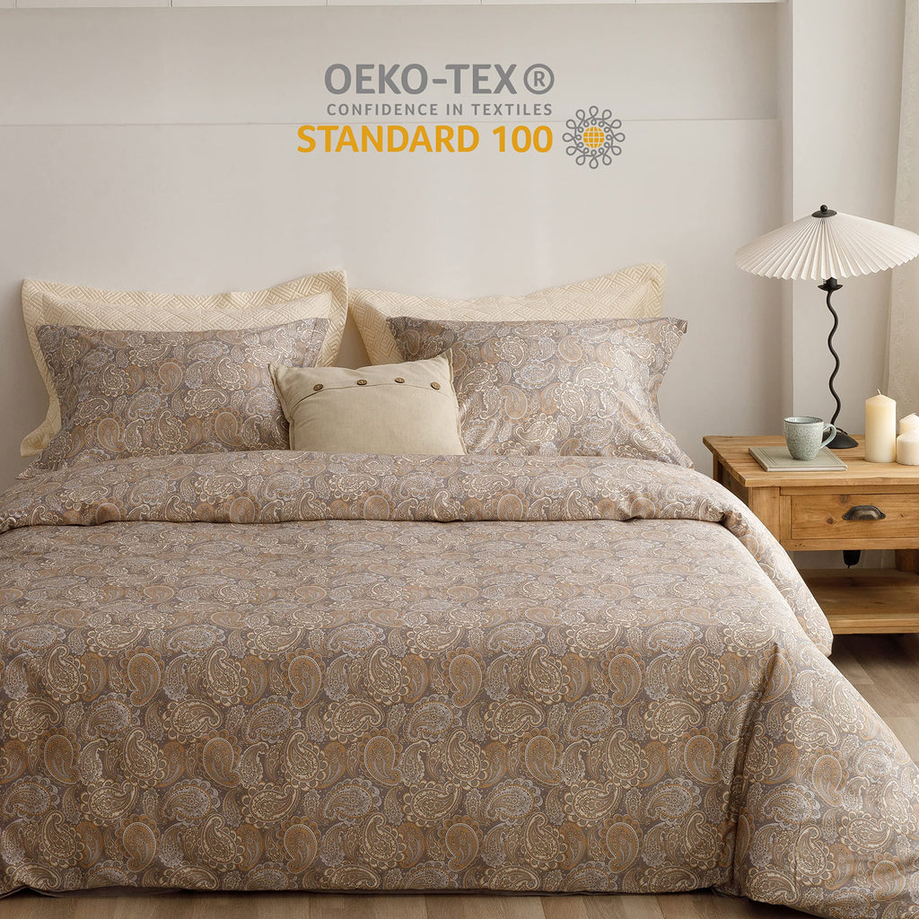 Heimenaogo Egyptian Cotton Duvet Cover Set - Luxurious California King Size With Silky Soft Sateen Weave, Boho Style, Zipper Clo