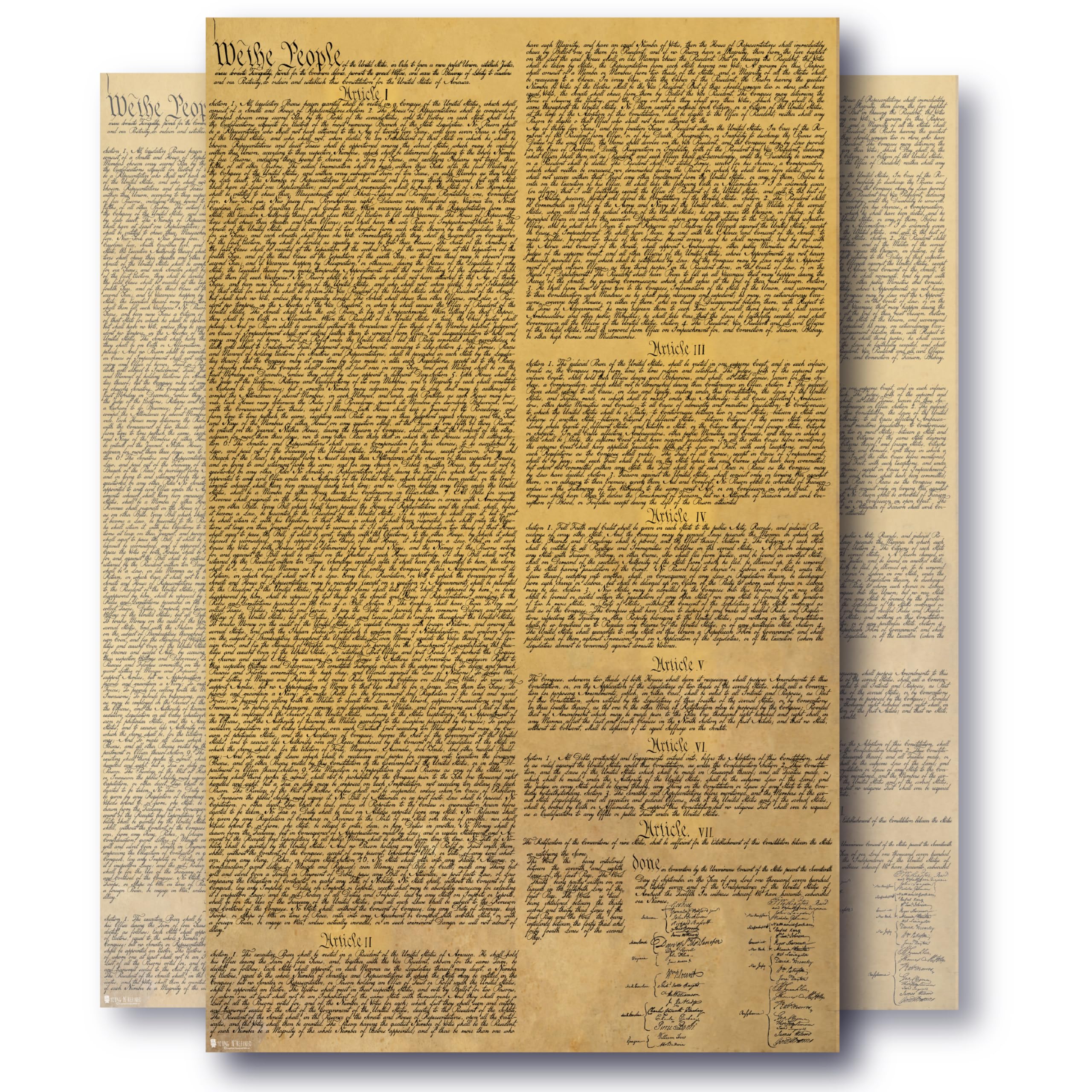 Us Constitution American Founding Bill Of Rights Laminated Large Reproduction Now Bigger Clearer Text 18X29 Young N Refined
