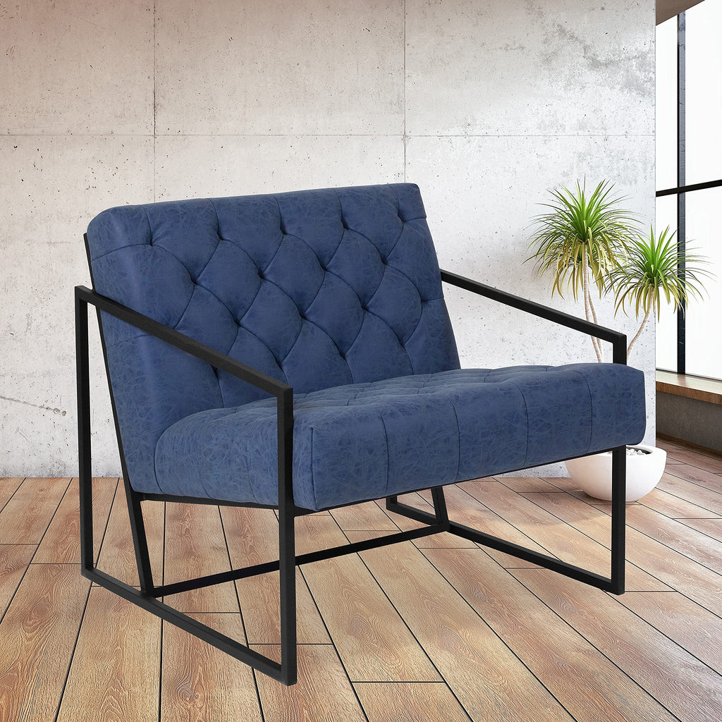 Flash Furniture Hercules Madison Series Retro Blue Leathersoft Tufted Lounge Chair