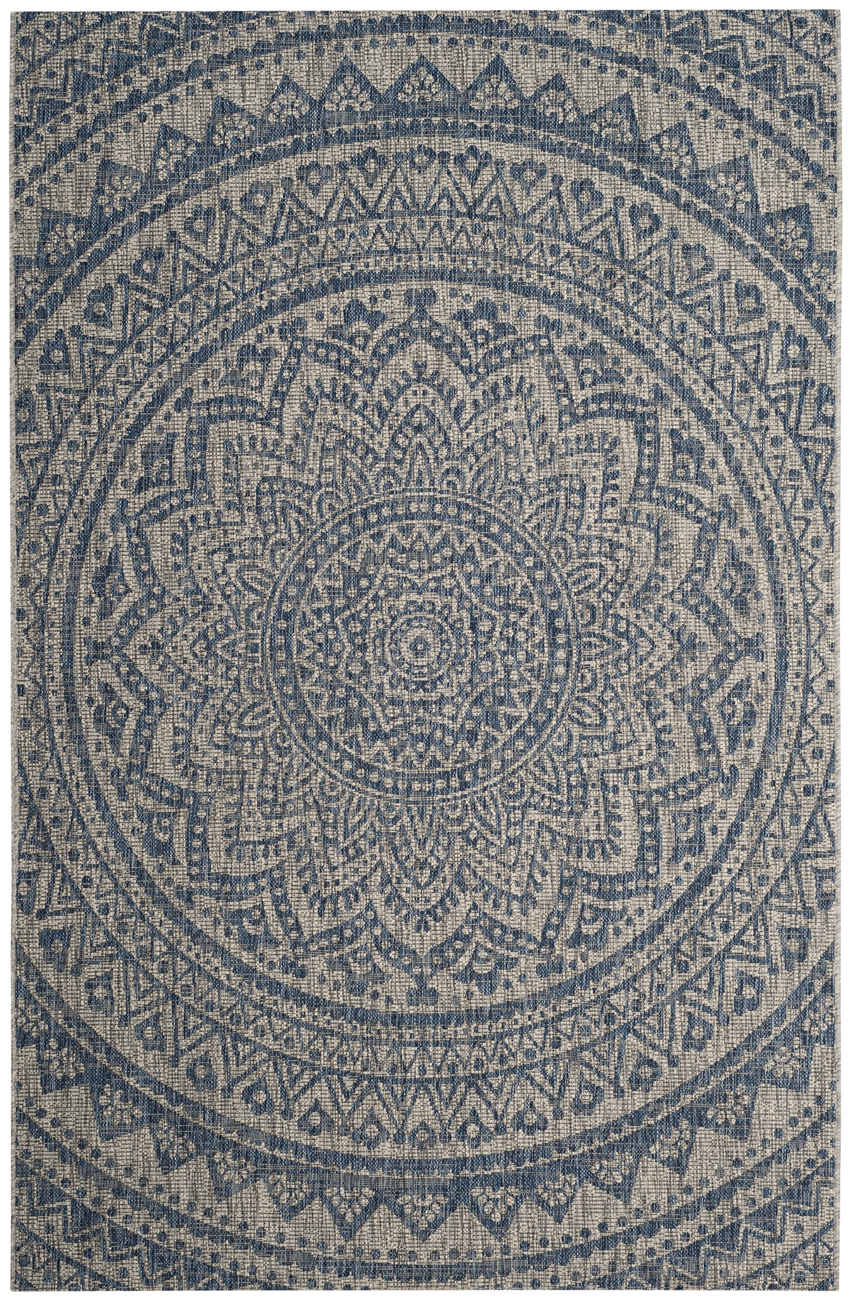 Safavieh Courtyard Collection 2' X 3'7' Grey/Blue Cy8734 Indoor/ Outdoor Patio Backyard Mudroom Accent Rug